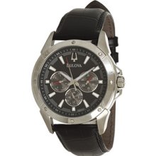 Bulova Men's 96C113 Black Leather Strap Watch