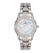 Bulova Women's Crystal Bracelet Mother-of-Pearl Silver Watch