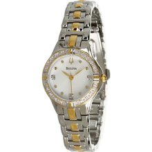 Bulova Women's Diamond Set & Two Tone Case Bracelet Watch Women's