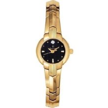 Bulova Women's Goldtone Black Dial Watch 97s92