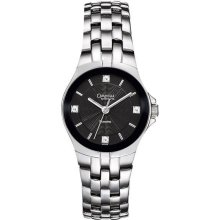 Caravelle Diamond Steel Bracelet Black Dial Women's watch