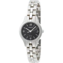 Carriage Women's C3C384 Silver-Tone Round Case Black Dial Silver-Tone