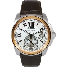 Cartier Calibre De Cartier Auto Steel/gold Strap W7100039 Silver Dial Ret:$10300