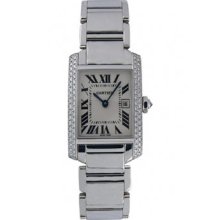 Cartier Tank Francaise 18K White Gold Midsize Watch WE1018S3