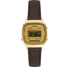 Casio Brown Leather Strap Digital Watch Brown