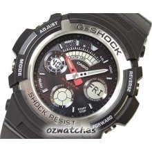 Casio G-shock Digital Aw-590 Aw-590-1adr Black World Time 100% Authentic