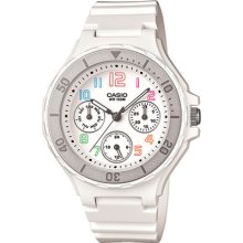 Casio Women's Analog White Resin Band, 3-eye, 100 Meter, Lrw250h-7bv