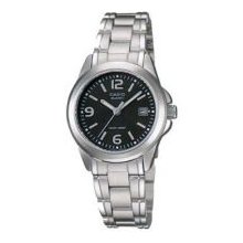 Casio Women's Black Dial Watch, Stainless-Steel Bracelet