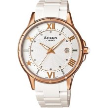 Casio Women's Sheen SHE4024G-7A White Resin Quartz Watch with Whi ...