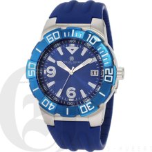 Charles-Hubert Men's Stainless Steel Blue Dial Quartz Watch 3899-E