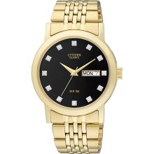 Citizen BK4052-59F Men's Quartz Swarovski Crystal Accents Black Dial G