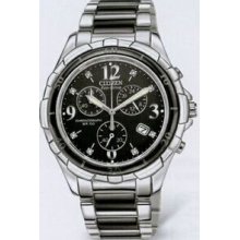 Citizen Eco Drive Ceramic Chronograph Watch With 8 Diamonds