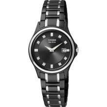 Citizen Eco-Drive Diamonds IP Bracelet Black Dial Women's watch #GA1034-57G