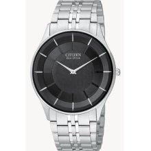 Citizen Eco-Drive Men's Stiletto Stainless Analog Watch - Bracelet - Black Dial - AR3010-57E