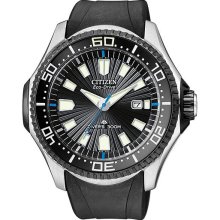 Citizen Eco-Drive Mens Black Rubber-Strap Dive W