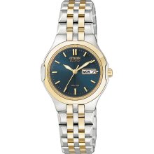 Citizen Ladies Two Tone Corso Eco-drive Blue Dial EW3124-58L