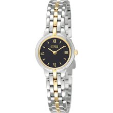 Citizen Ladies Two Tone Eco-Drive Silhouette Black Dial EW9334-52E