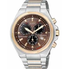 Citizen Mens Eco-Drive Rose Tone & Stainless Brown Dial BL5416-52X