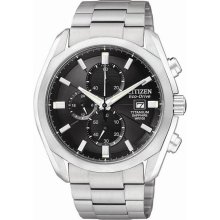 Citizen Men's Titanium Eco-Drive Chronograph Black Dial Sapphire CA0020-56E