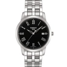 Classic Dream Men's Quartz Watch - Black Roman Dial with Stainless Steel Bracelet