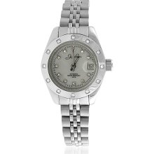 Classic Steel Automatic Watch CZ Bezel Pearl