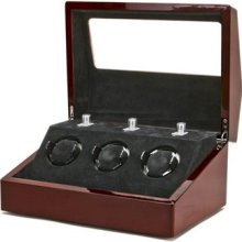 Collectors Multi-Function Mahogany 3 Slot Watch Winder ...