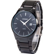 CURREN 8106 Men's Tungsten Steel Analog Quartz Watch - Black - Surgical Steel