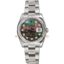 Datejust 116200 Steel Oyster Smooth Bezel Dark MOP Diamond Dial