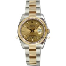 Datejust 116203 Steel & Gold Oyster Band Smooth Champage Dial