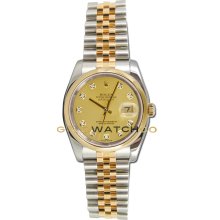 Datejust 116203 Steel & Gold Jubilee Smooth Champ Diamond Dial