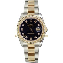 Datejust 116233 Steel Gold Oyster Black Diamond Dial & Bezel