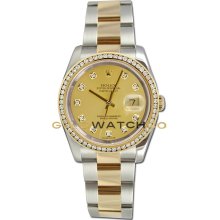 Datejust 116233 Steel Gold Oyster Champ Diamond Dial & Bezel