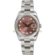 Datejust 116234 Steel Oyster Band Fluted Bezel Pink Diamond Dial