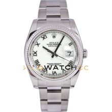 Datejust 116234 Steel Oyster Band Fluted Bezel White Dial