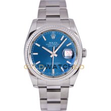 Datejust 116234 Steel Oyster Band Fluted Bezel Blue Dial