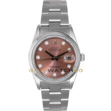 Datejust 16200 Oyster Band Smooth Bezel Salmon Diamond Dial