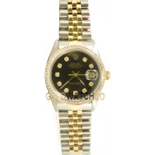 Datejust 16233 Steel & Gold Jubilee Black Diamond Dial & Bezel