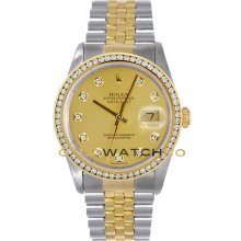 Datejust 16233 Steel Gold Jubilee Champagne Diamond Dial & Bezel