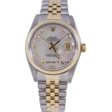 Datejust 16233 Steel Gold Jubilee Fluted Bezel MOP Diamond Dial