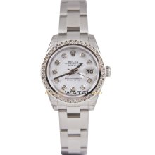 Datejust 179160 Steel Oyster Band White Diamond Dial & Bezel