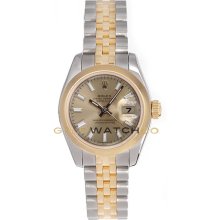 Datejust 179163 Steel Gold Jubilee Band Smooth Bezel Champ Dial