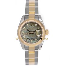 Datejust 179163 Steel Gold Oyster Smooth Bezel MOP Diamond Dial