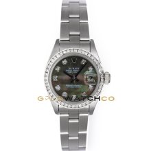 Datejust 69174 Steel Oyster Band Dark MOP Diamond Dial & Bezel