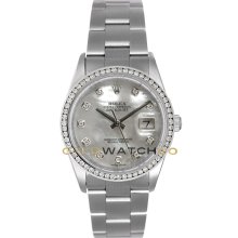 Datejust Steel 16200 Oyster Band MOP Diamond Dial & Bezel