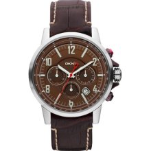 Dkny Chronograph Ny1324 | Brown Leather Strap | Date | 44mm | 50m |