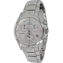 Eco-drive Stainless Steel Case And Bracelet Mother Of Pearl Dial Chron