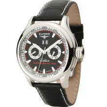 Elysee Mens Heidelberg Automatic Stainless Watch - Black Leather Strap - Black Dial - E76004