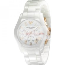 Emporio Armani AR1416 Ceremica Watch Chronograph White Bracelet