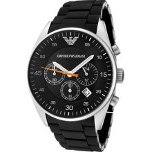 Emporio Armani Men's Sportivo Chronograph Black Dial Black Silico ...