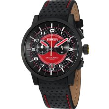 Ferrari Watches Men's Granturismo Chronograph Red Dial Black Calf Skin